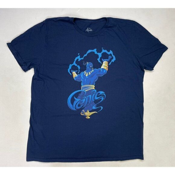 Disney Aladdin Genie Movie Graphic T-shirt Men XL Blue Short Sleeve - Picture 1 of 5